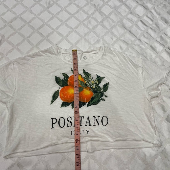 White Graphic Box T-Shirt with Orange Positano Italy - Picture 6 of 7